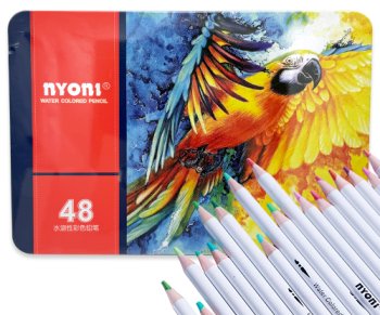 Карандаши акварельные NYONY 48 цв набор, метал. короб
