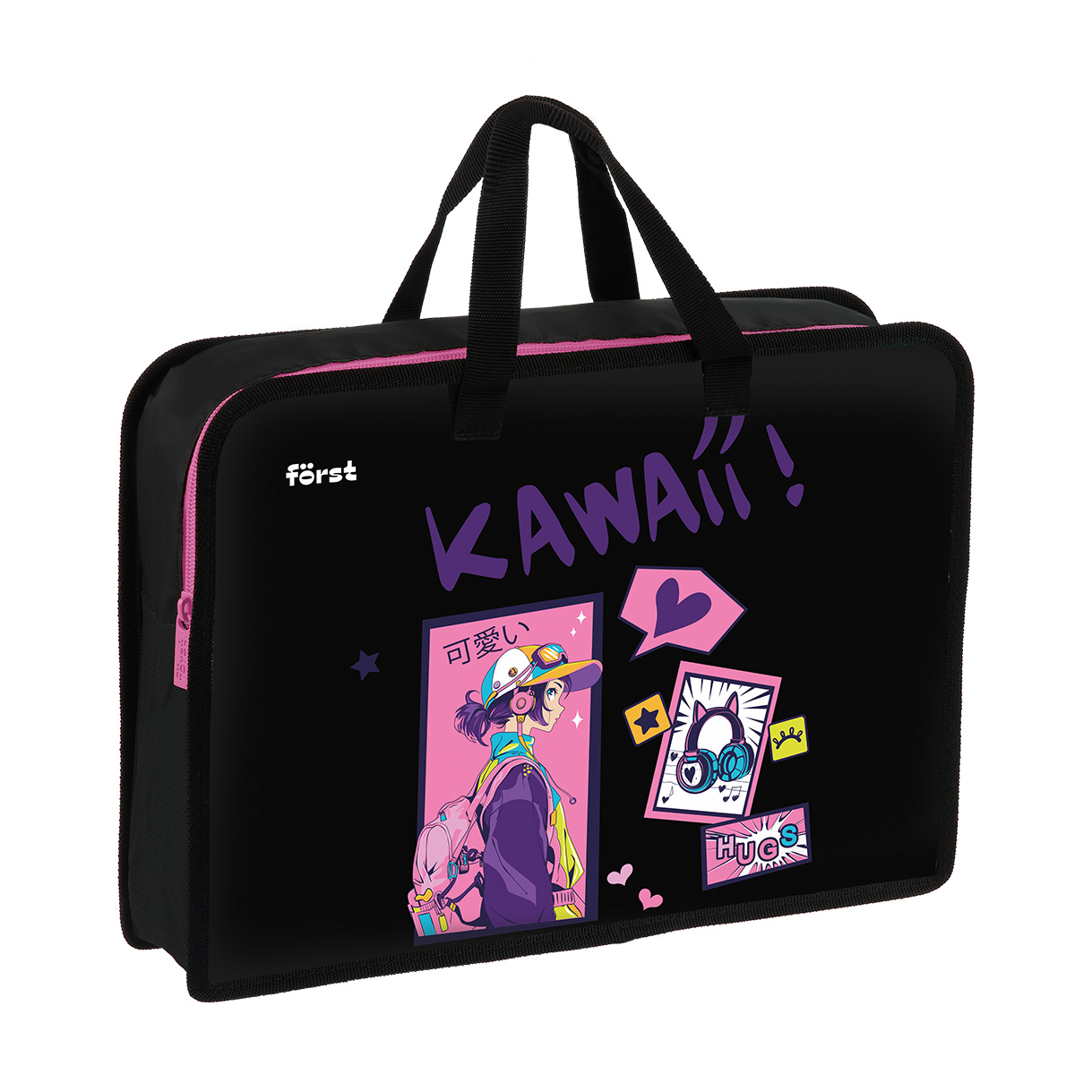 Папка Först Kawaii 340х245*75мм пластик, на молнии