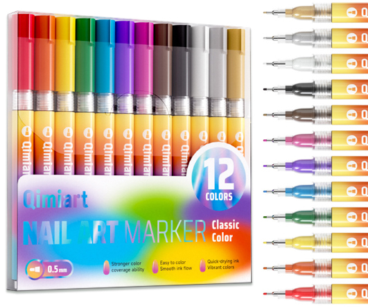 Набор акриловых маркеров LANGUO 12 цветов для дизайна ногтей 0,5мм