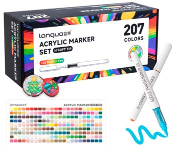 Набор акриловых маркеров LANGUO 207 шт перо-кисть, картон.кор.