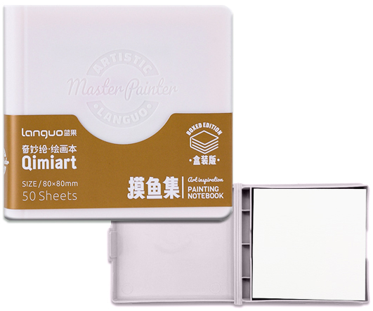 Скетчбук LANGUO DP-23 акварельная бумага 80х80мм, 50л, 230гр, белый пластик.футляр