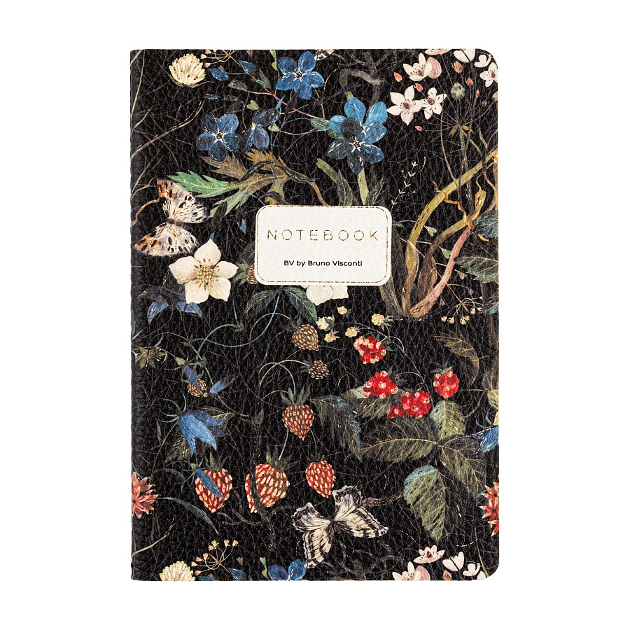 Тетрадь BRUNO VISCONTI Flora. Лесные ягоды, А5 60 л, экокожа, линейка