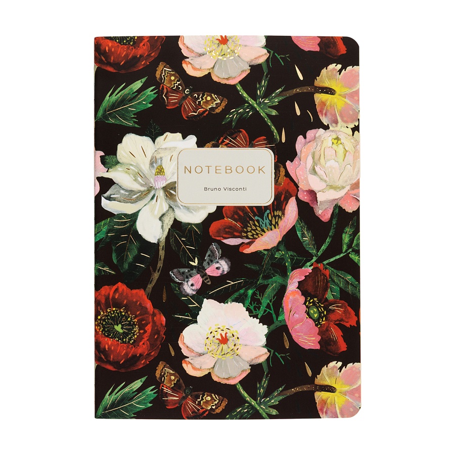 Тетрадь Пионы на черном  А5 40 л, клетка