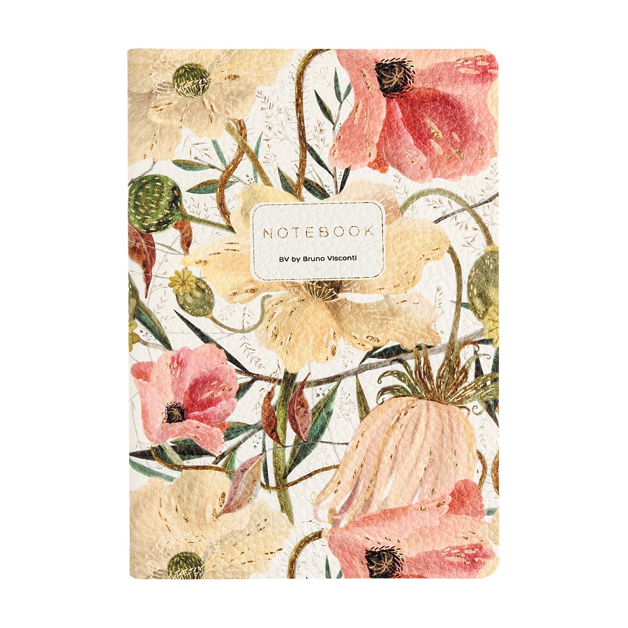 Тетрадь BRUNO VISCONTI Flora. Цветочная страсть, А5 60 л, экокожа, линейка
