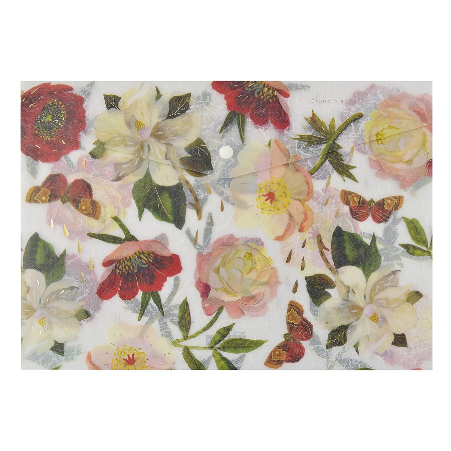 Папка с кнопкой BRUNO VISCONTI Flora. Пионы A4, пластик