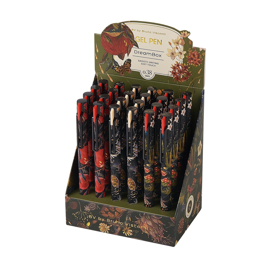 Гелевая ручка-автомат BRUNO VISCONTI Flora Black Night черная, 0,38 мм