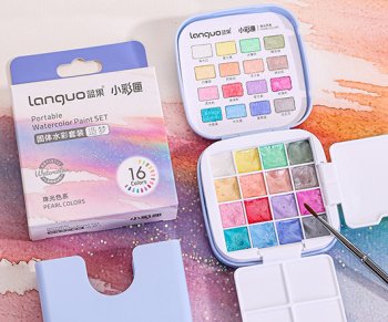 Набор акварели LANGUO Pearl 16 цв, пластиковый пенал + кисть складная