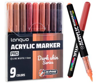 Набор акриловых маркеров LANGUO Pro Коричневые оттенки, 9 шт